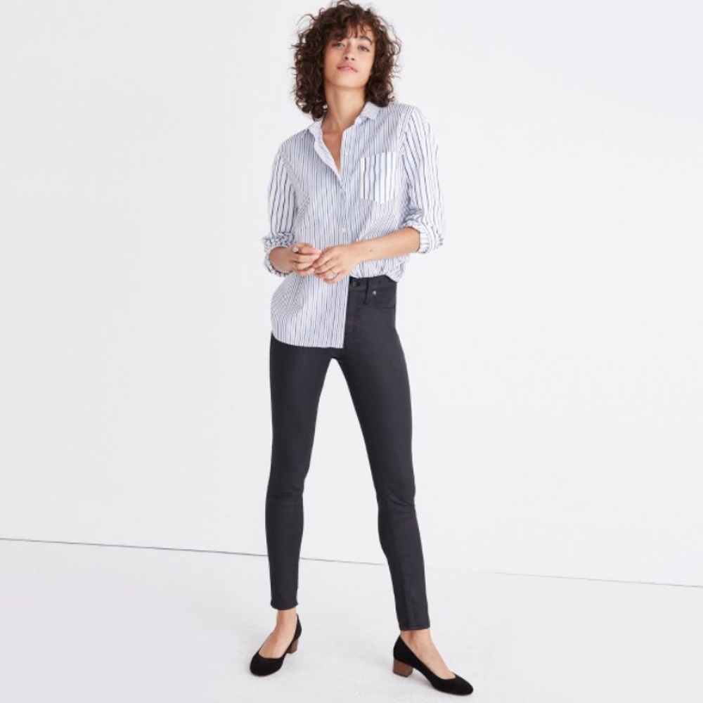 Madewell coated black skinny jeans